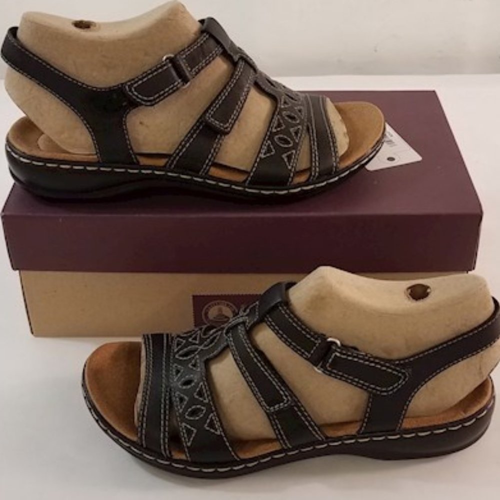 Clarks Leisa Apple Leather Sandals Low Heel 8.5W